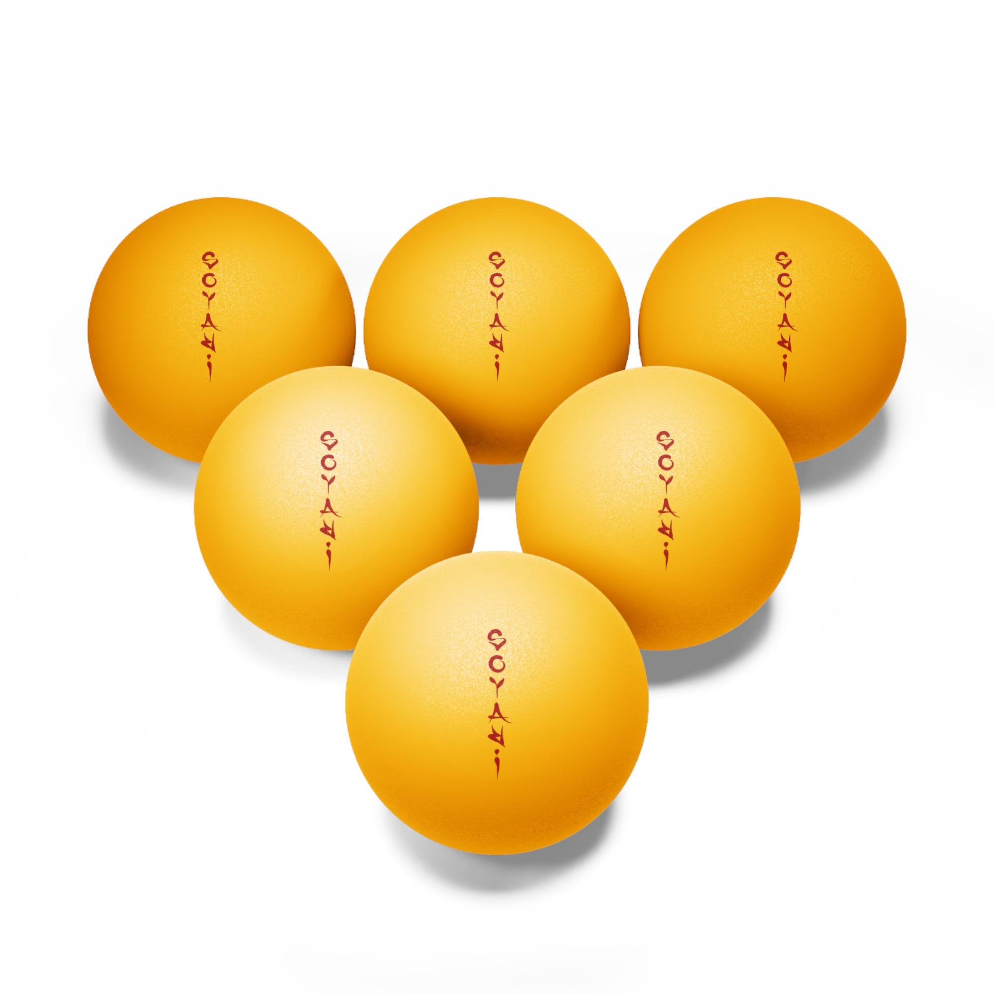 Soyari Pong (6-Pack) — Red Vertical 'Soyari' Logo Table Tennis Balls