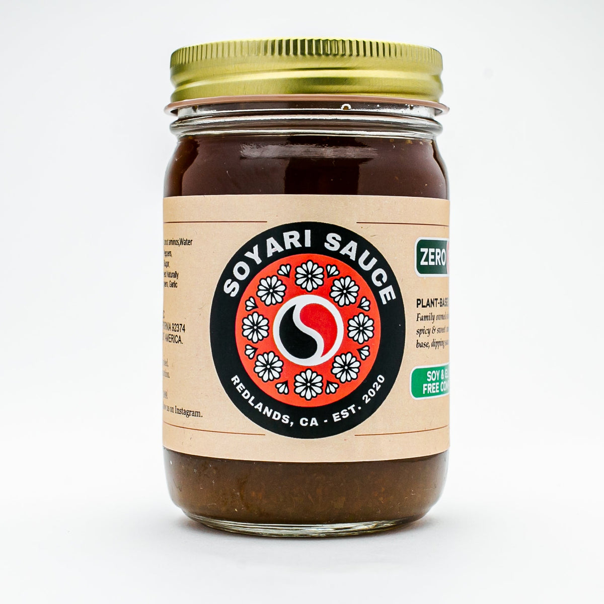 ZERO SPICY Soyari Coconut Aminos Sauce 12oz jar ALLERGEN-FREE
