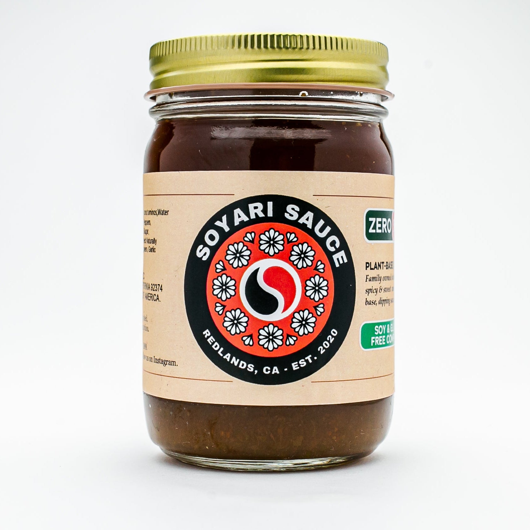 ZERO SPICY Soyari Coconut Aminos Sauce 12oz jar ALLERGEN-FREE
