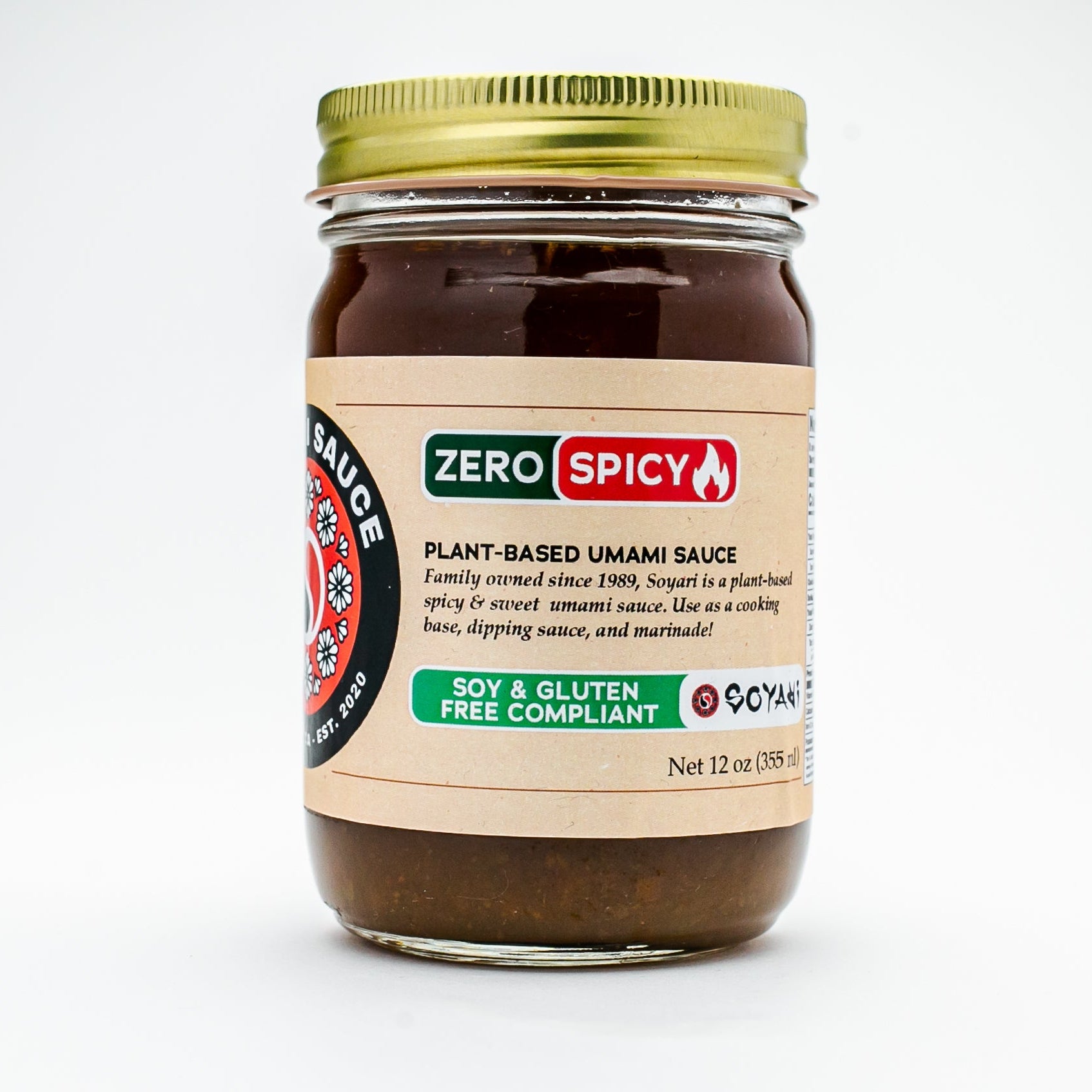 ZERO SPICY Soyari Coconut Aminos Sauce 12oz jar ALLERGEN-FREE